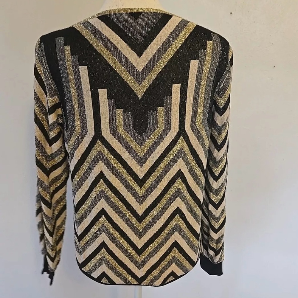Trina Turk Women’s Metallic Chevron Patterned Sweater